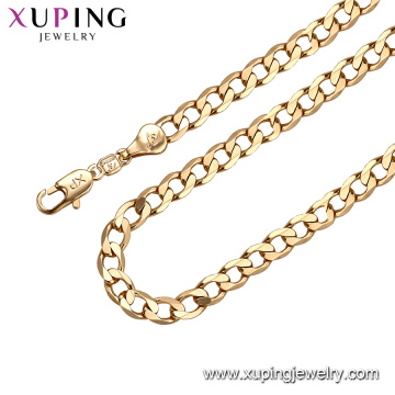 44290 xuping plain silk thread brass chains necklace fake gold filled jewelry for free sample